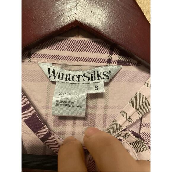 Winter Silks Small purple pink blouse button up shirt top womens 100% Silk - Picture 4 of 6